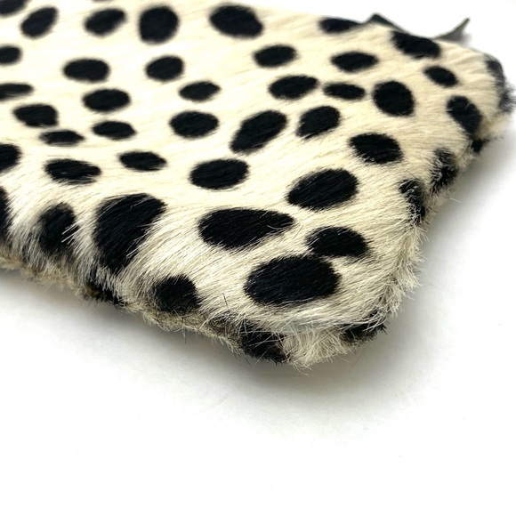 PrimeCut Women's Black Polka Dot Cowhide Mini Clutch Pouch Wallet - Picture 4 of 10